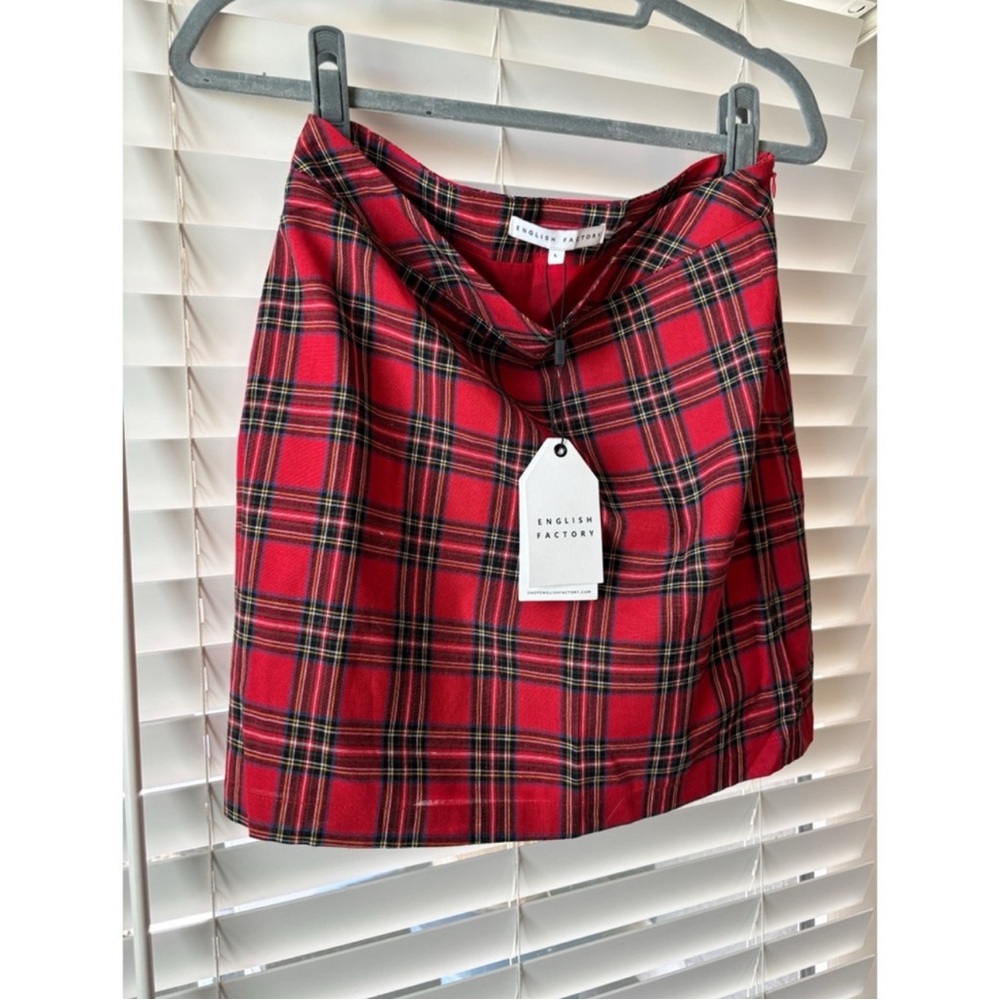 English Factory Red Tartan Mini Skirt